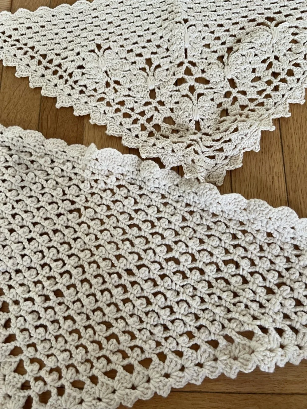 Handmade Crochet Triangle Bib / Scarf in Cream